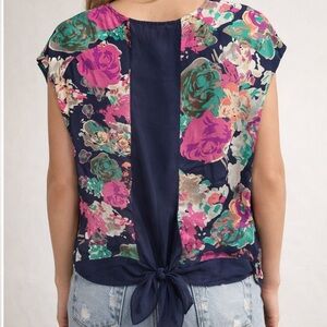 Maeve Anthropologie Multicolor Floral Silk Blouse (20” PTP 21” Length)